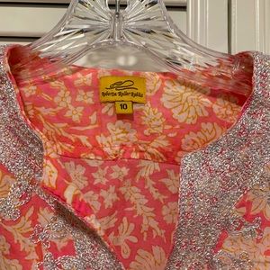 Roberta Roller Rabbit Tunic Top or Cover-up Girls Sz 10 Pink Peach Embroidered
